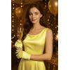 imageBABEYOND Short Satin Gloves for Women  Silk Opera Wedding Bridal Gloves Tea Party Banquet Costume 1920s Flapper AccessoriesYellow