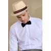 imageBABEYOND Straw Trilby Fedora Hat for Men1920s Felt Panama Hat Short Brim Summer Cap with RibbonAbeige With Stripes
