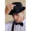 imageBABEYOND Straw Trilby Fedora Hat for Men1920s Felt Panama Hat Short Brim Summer Cap with RibbonAblack
