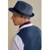 imageBABEYOND Straw Trilby Fedora Hat for Men1920s Felt Panama Hat Short Brim Summer Cap with RibbonAblue