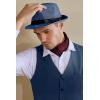 imageBABEYOND Straw Trilby Fedora Hat for Men1920s Felt Panama Hat Short Brim Summer Cap with RibbonAblue
