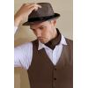 imageBABEYOND Straw Trilby Fedora Hat for Men1920s Felt Panama Hat Short Brim Summer Cap with RibbonAbrown