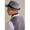 imageBABEYOND Straw Trilby Fedora Hat for Men1920s Felt Panama Hat Short Brim Summer Cap with RibbonAgray