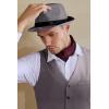 imageBABEYOND Straw Trilby Fedora Hat for Men1920s Felt Panama Hat Short Brim Summer Cap with RibbonAgray