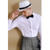 imageBABEYOND Straw Trilby Fedora Hat for Men1920s Felt Panama Hat Short Brim Summer Cap with RibbonAwhite