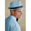 imageBABEYOND Straw Trilby Fedora Hat for Men1920s Felt Panama Hat Short Brim Summer Cap with RibbonBaby Blue