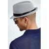 imageBABEYOND Straw Trilby Fedora Hat for Men1920s Felt Panama Hat Short Brim Summer Cap with RibbonCgray Stripes