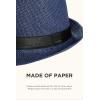imageBABEYOND Straw Trilby Fedora Hat for Men1920s Felt Panama Hat Short Brim Summer Cap with RibbonUnavy Blue