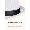 imageBABEYOND Straw Trilby Fedora Hat for Men1920s Felt Panama Hat Short Brim Summer Cap with RibbonUwhite