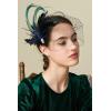 imageBABEYOND Veil Fascinator Hat for Women Peacock Feather Fascinators Hair Clip with Removable Veil Tea Party Hat Bridal WeddingHpeacock