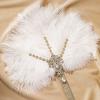 imageBABEYOND Vintage Bridal Feather Bouquet 1920s Ostrich Feather Fan Crystal Bridesmaid Bouquet 20s Gatsby Wedding Bouquet Flapper Accessories WhiteWhite  Crystal Handle