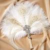 imageBABEYOND Vintage Bridal Feather Bouquet 1920s Ostrich Feather Fan Crystal Bridesmaid Bouquet 20s Gatsby Wedding Bouquet Flapper Accessories WhiteWhite
