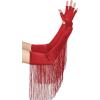 imageBABEYOND Vintage Long Opera Pageant Gloves  1920s Fringe Fingerless Elbow Gloves for Costume Party WeddingRed