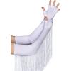 imageBABEYOND Vintage Long Opera Pageant Gloves  1920s Fringe Fingerless Elbow Gloves for Costume Party WeddingWhite