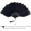 imageBABEYOND Vintage Style Folding Handheld Ostrich Feather Fan 1920s Flapper Accessories BlackBlack
