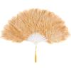 imageBABEYOND Vintage Style Folding Handheld Ostrich Feather Fan 1920s Flapper Accessories BlackCamel