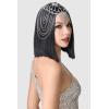 imageBABEYOND Vintage Style Roaring 20s Crystal Rhinestone Flapper Cap Headpiece Head Jewelry ChainsSilver