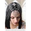 imageBABEYOND Vintage Style Roaring 20s Crystal Rhinestone Flapper Cap Headpiece Head Jewelry ChainsSilver