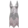 imageBABEYOND Womens 1920s Flapper Dress V Neck Slip Dress Roaring 20s Great Gatsby Dress for PartyLight Gray