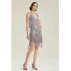 imageBABEYOND Womens 1920s Flapper Dress V Neck Slip Dress Roaring 20s Great Gatsby Dress for PartyLight Gray