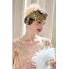 imageBABEYOND Womens 1920s Headband Flapper Feather Headpiece with Chain Roaring 20s Gatsby Themed Party Hair AccessoryChampagne Gold