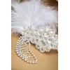 imageBABEYOND Womens 1920s Headband Flapper Feather Headpiece with Chain Roaring 20s Gatsby Themed Party Hair AccessoryWhite