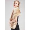 imageBABEYOND Womens Faux Fur Collar Shawl Faux Fur Scarf Wrap Evening Cape for Winter CoatCoffee
