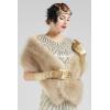 imageBABEYOND Womens Faux Fur Collar Shawl Faux Fur Scarf Wrap Evening Cape for Winter CoatLight Khaki