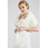imageBABEYOND Womens Faux Fur Collar Shawl Faux Fur Scarf Wrap Evening Cape for Winter CoatOffwhite