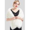 imageBABEYOND Womens Faux Fur Collar Shawl Faux Fur Scarf Wrap Evening Cape for Winter CoatOffwhite