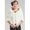 imageBABEYOND Womens Faux Fur Collar Shawl Faux Fur Scarf Wrap Evening Cape for Winter CoatWhite