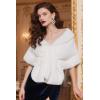 imageBABEYOND Womens Faux Fur Collar Shawl Faux Fur Scarf Wrap Evening Cape for Winter CoatWhite