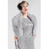 imageBABEYOND Womens Faux Fur Shawl Party Faux Fur Collar Fur Wraps for Winter Bridal Wedding Cover UpLight Gray