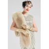 imageBABEYOND Womens Faux Fur Shawl Party Faux Fur Collar Fur Wraps for Winter Bridal Wedding Cover UpLight Khaki