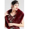 imageBABEYOND Womens Faux Fur Shawl Party Faux Fur Collar Fur Wraps for Winter Bridal Wedding Cover UpWine Red