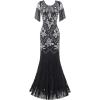 imageBABEYOND Womens Flapper Dress 1920s VNeck Evening Gown Sequin Beaded Maxi Dress for Wedding Black GoldBlack Silver