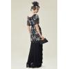 imageBABEYOND Womens Flapper Dress 1920s VNeck Evening Gown Sequin Beaded Maxi Dress for Wedding Black GoldBlack Silver