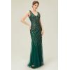imageBABEYOND Womens Flapper Dress 1920s VNeck Evening Gown Sequin Beaded Maxi Dress for Wedding Green GoldGreen Gold