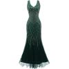 imageBABEYOND Womens Flapper Dress 1920s VNeck Evening Gown Sequin Beaded Maxi Dress for Wedding Green GoldGreen Gold
