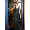 imageBABEYOND Womens Flapper Dress 1920s VNeck Evening Gown Sequin Beaded Maxi Dress for Wedding Green GoldGreen Gold