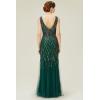 imageBABEYOND Womens Flapper Dress 1920s VNeck Evening Gown Sequin Beaded Maxi Dress for Wedding Green GoldGreen Gold