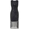 imageBABEYOND Womens Flapper Sequin Beaded Dress Long Fringe Gatsby Roaring 20sBlack