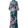 imageBABEYOND Womens Kimono Robe Long Satin Robes with Peacock and Blossoms Printed Kimono NightgownBlack Blue