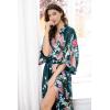 imageBABEYOND Womens Kimono Robe Long Satin Robes with Peacock and Blossoms Printed Kimono NightgownBlack Blue