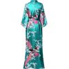 imageBABEYOND Womens Kimono Robe Long Satin Robes with Peacock and Blossoms Printed Kimono NightgownDark Green