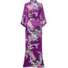 imageBABEYOND Womens Kimono Robe Long Satin Robes with Peacock and Blossoms Printed Kimono NightgownDark Purple