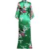 imageBABEYOND Womens Kimono Robe Long Satin Robes with Peacock and Blossoms Printed Kimono NightgownGreen