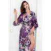 imageBABEYOND Womens Kimono Robe Long Satin Robes with Peacock and Blossoms Printed Kimono NightgownPurple