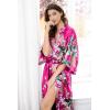 imageBABEYOND Womens Kimono Robe Long Satin Robes with Peacock and Blossoms Printed Kimono NightgownRose Red