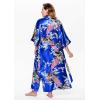 imageBABEYOND Womens Kimono Robe Long Satin Robes with Peacock and Blossoms Printed Kimono NightgownRoyal Blue